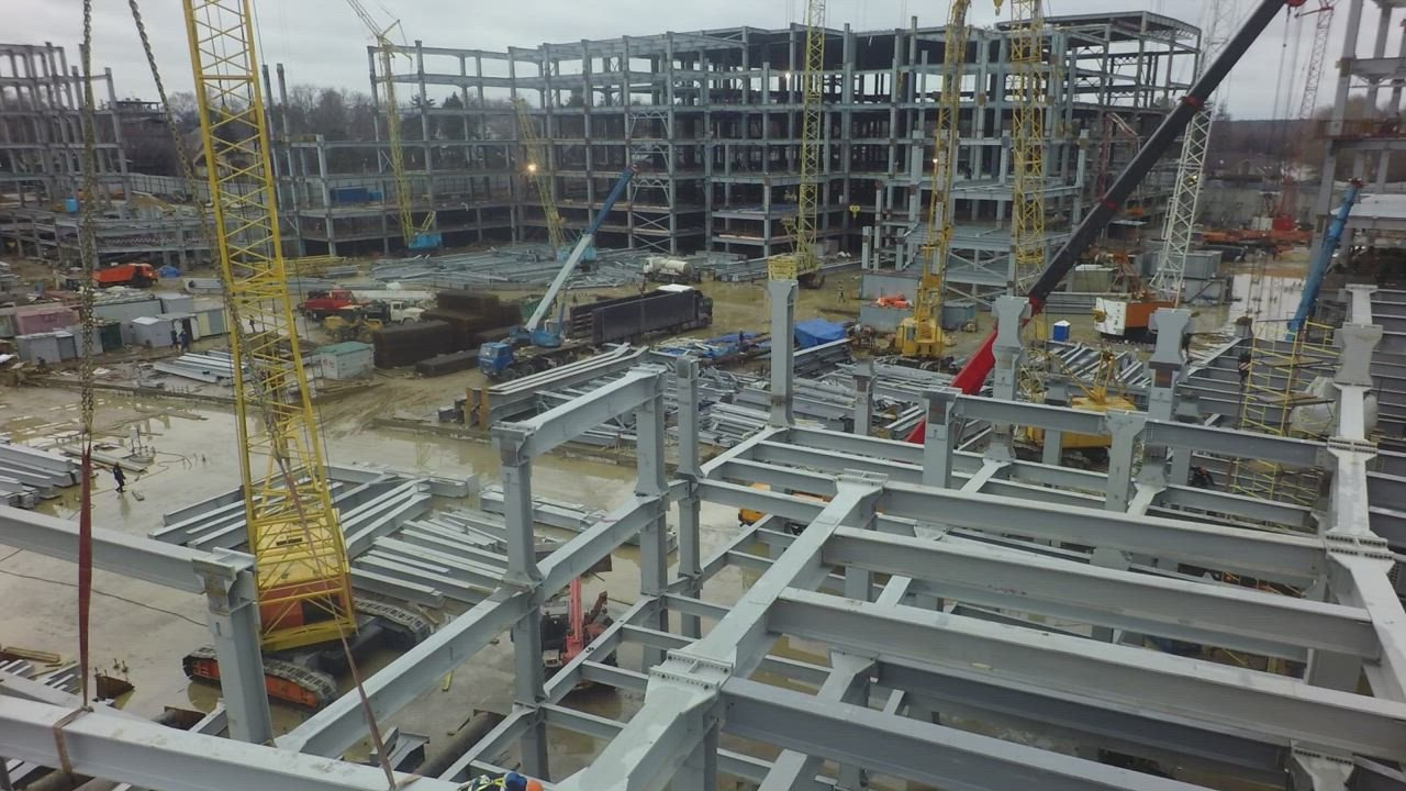 Commercial building construction site