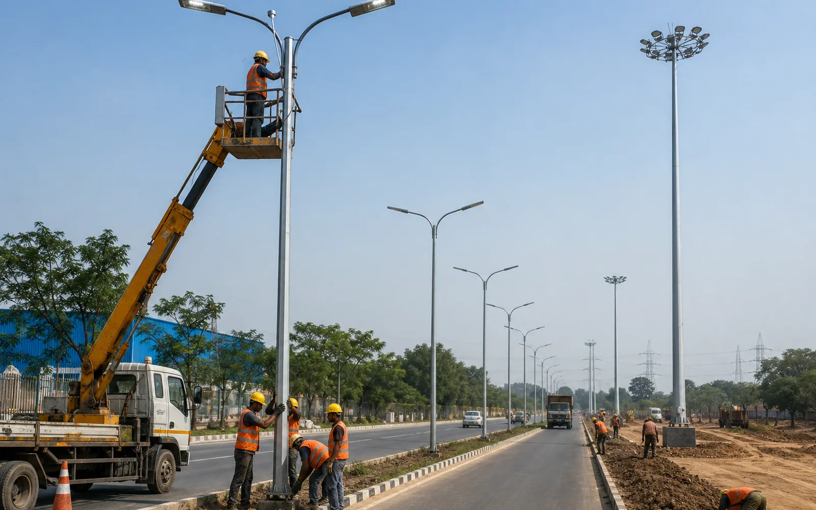 High mast and street lighting system