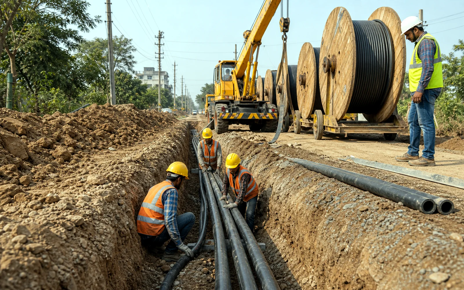 Underground electrical cable network work
